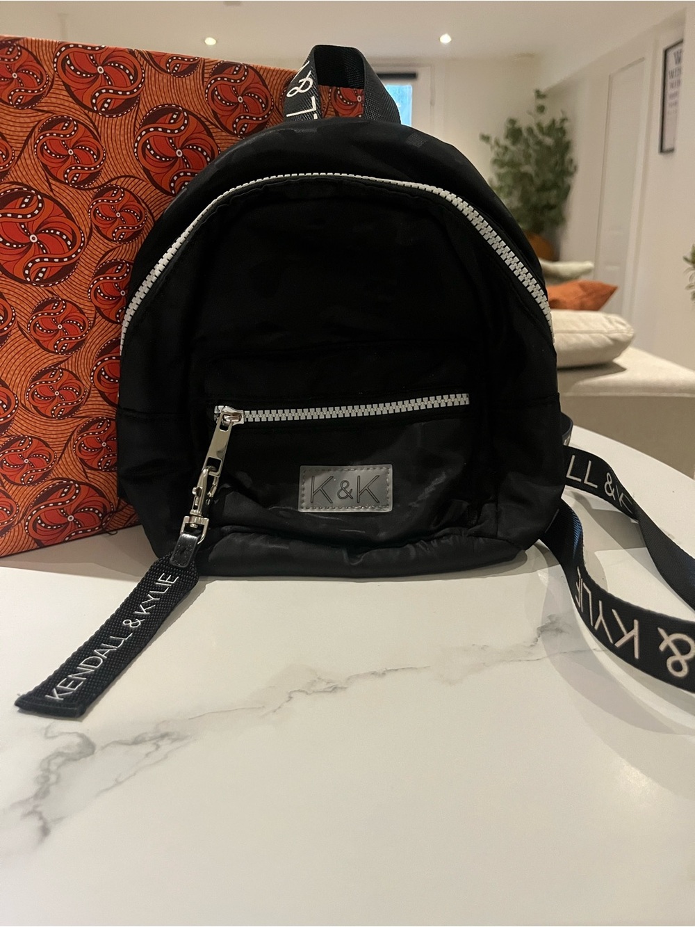Kendall & Kylie Black Mini Nylon Backpack with Branded Strap